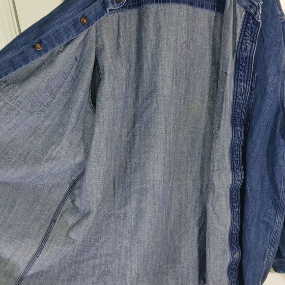 Carhartt Blue Denim Long Sleeve Shirt Mens 2XL Button Down Work Wear Long Sleeve - Picture 9 of 16